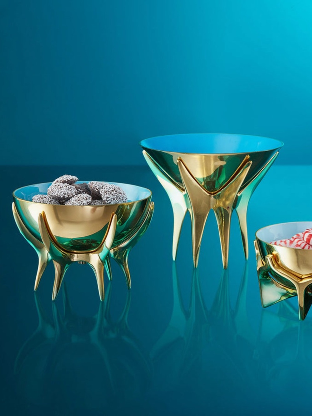 Jonathan Adler Gold and Blue Sculptural Bowl